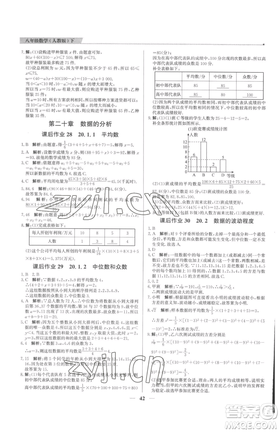 北京教育出版社2023提分教練優(yōu)學(xué)導(dǎo)練測(cè)八年級(jí)下冊(cè)數(shù)學(xué)人教版東莞專版參考答案