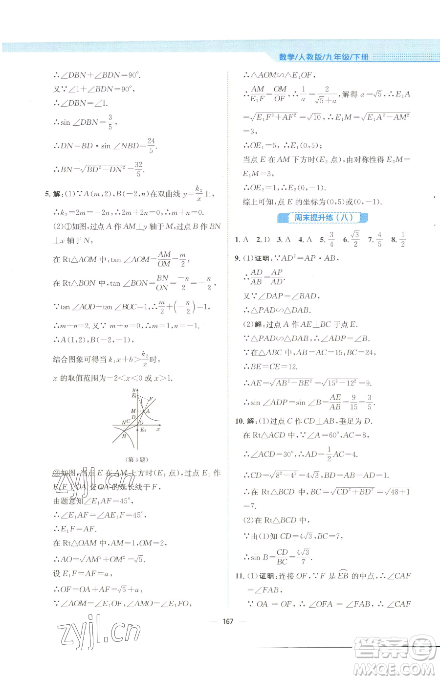 安徽教育出版社2023新編基礎訓練九年級下冊數學人教版參考答案