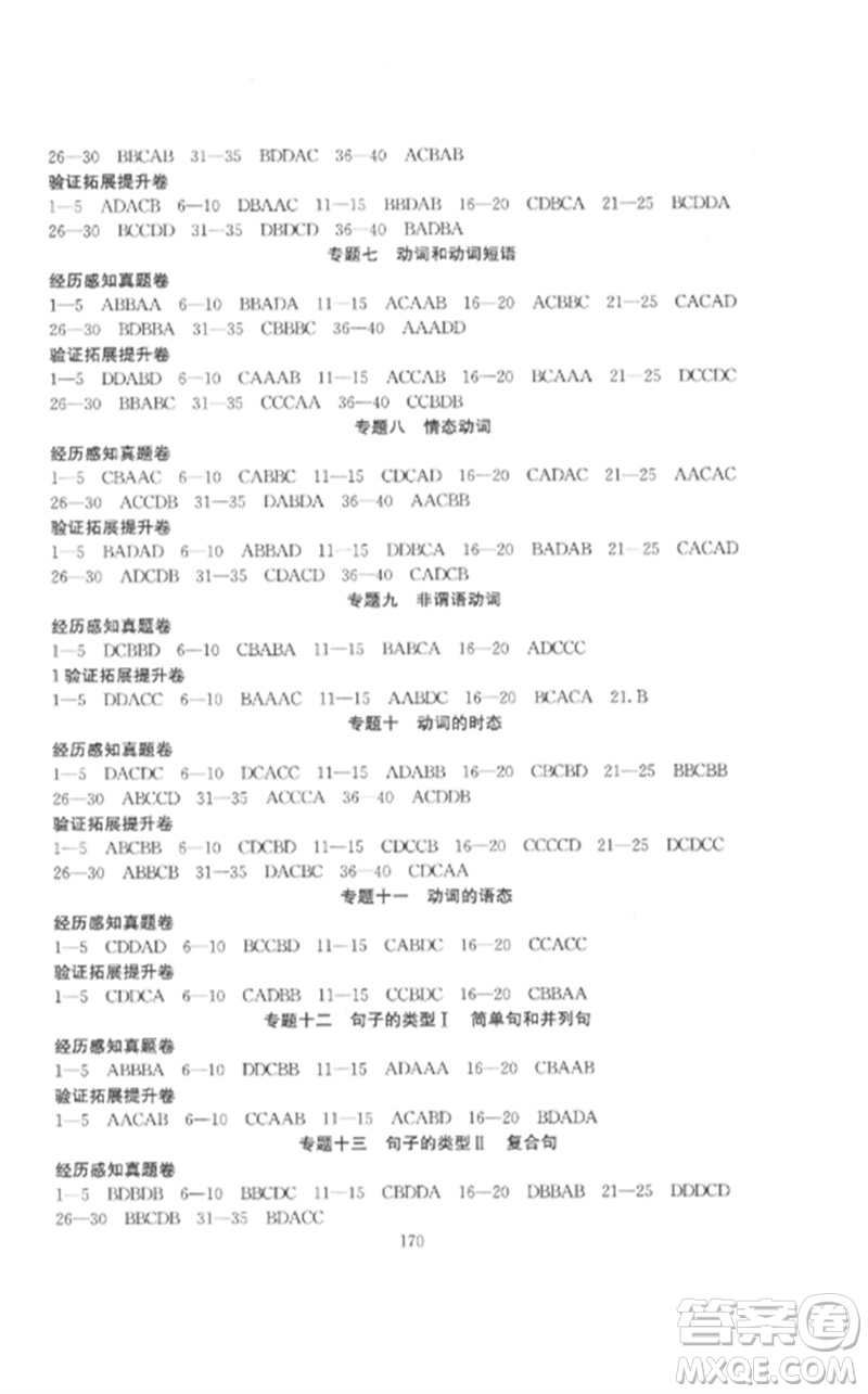 新疆文化出版社2023中考先鋒初中總復(fù)習(xí)全程培優(yōu)訓(xùn)練第一方案九年級英語通用版參考答案