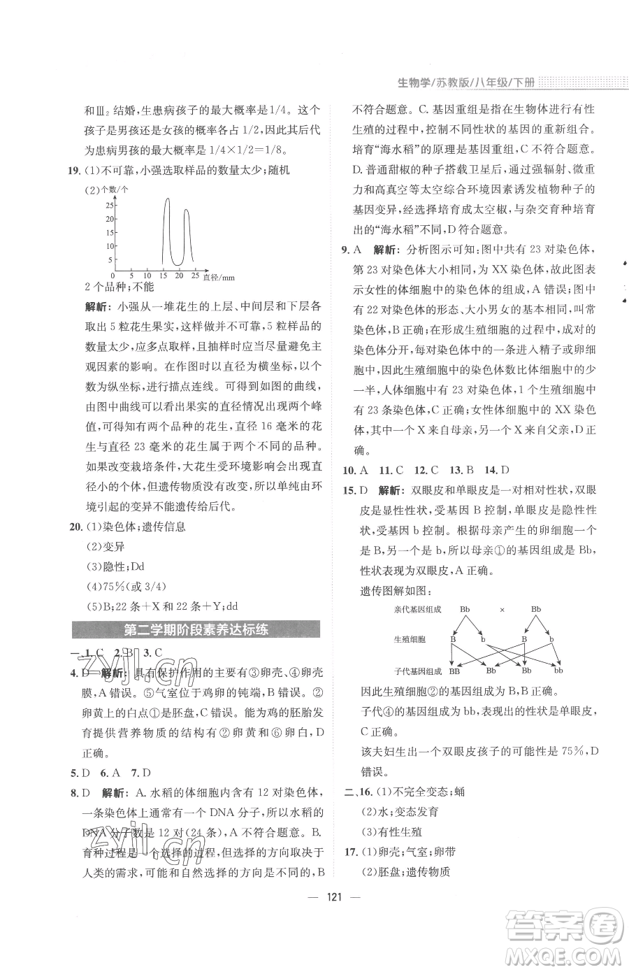 安徽教育出版社2023新編基礎(chǔ)訓(xùn)練八年級下冊生物學(xué)蘇教版參考答案