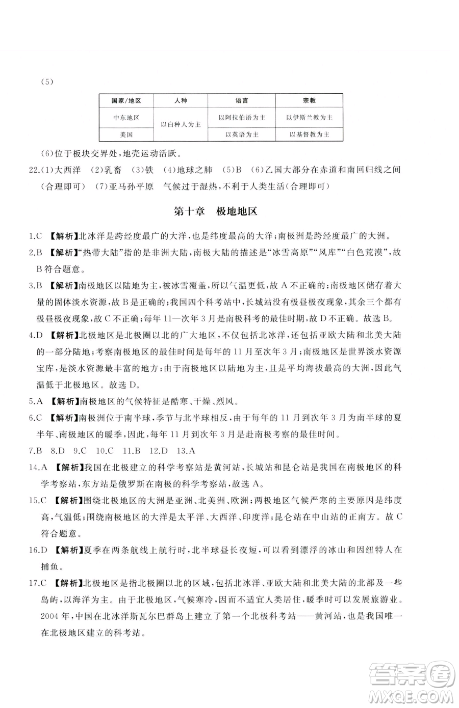 山東友誼出版社2023精練課堂分層作業(yè)七年級(jí)下冊(cè)地理人教版臨沂專版參考答案