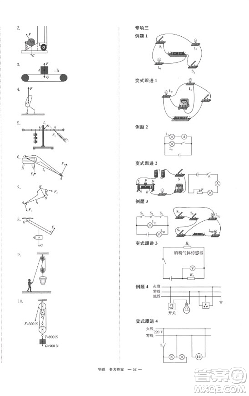 湖南師范大學(xué)出版社2023全程奪冠中考突破九年級(jí)物理通用版參考答案