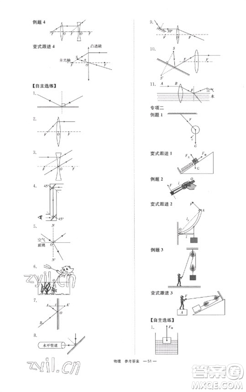 湖南師范大學(xué)出版社2023全程奪冠中考突破九年級(jí)物理通用版參考答案