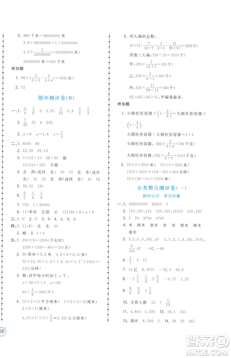 江西科學(xué)技術(shù)出版社2023奪冠金卷六年級(jí)下冊(cè)數(shù)學(xué)蘇教版參考答案