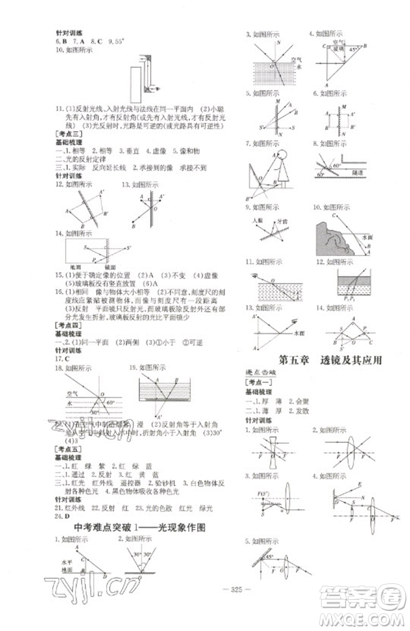 陜西人民教育出版社2023初中總復(fù)習(xí)導(dǎo)與練九年級物理通用版包頭專版參考答案