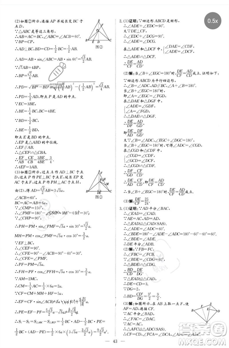 陜西人民教育出版社2023初中總復(fù)習(xí)導(dǎo)與練九年級數(shù)學(xué)精講冊通用版包頭專版參考答案