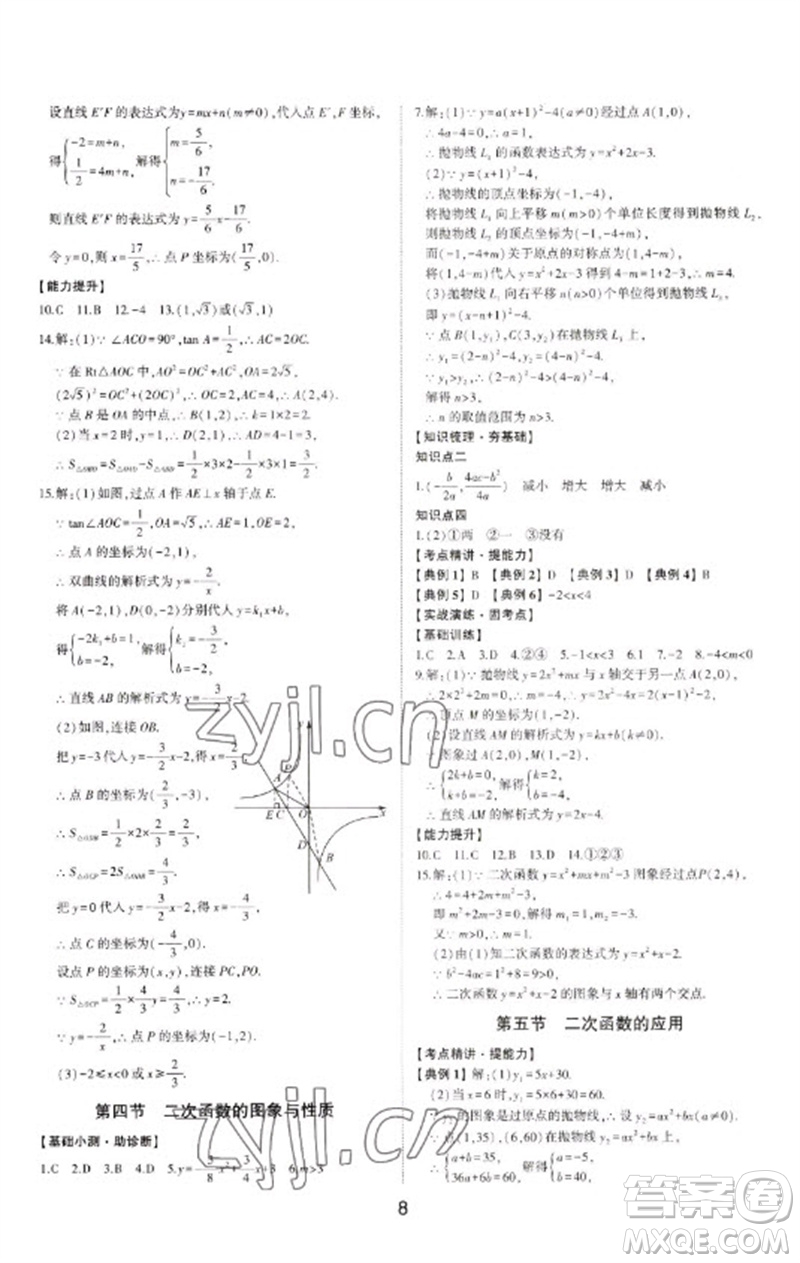 山東科學(xué)技術(shù)出版社2023初中總復(fù)習(xí)手冊(cè)九年級(jí)數(shù)學(xué)通用版參考答案