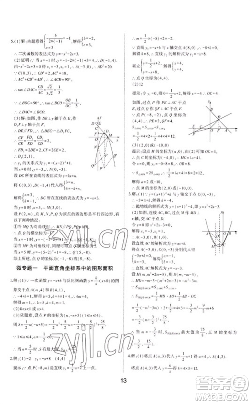 山東科學(xué)技術(shù)出版社2023初中總復(fù)習(xí)手冊(cè)九年級(jí)數(shù)學(xué)通用版參考答案