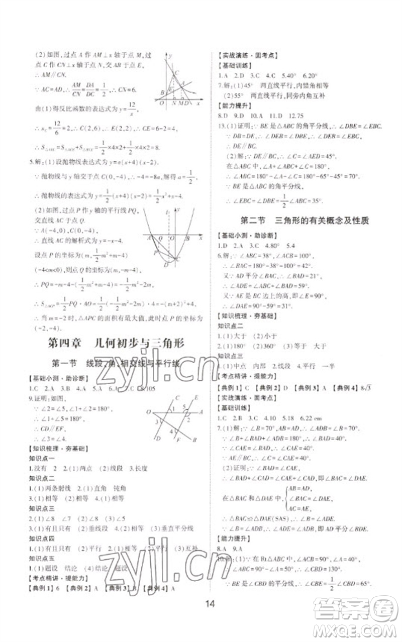 山東科學(xué)技術(shù)出版社2023初中總復(fù)習(xí)手冊(cè)九年級(jí)數(shù)學(xué)通用版參考答案