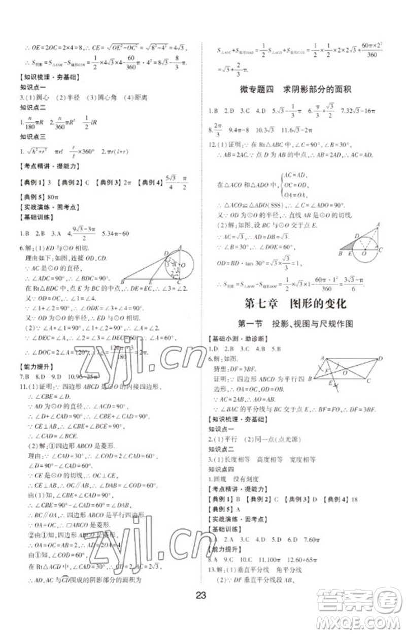 山東科學(xué)技術(shù)出版社2023初中總復(fù)習(xí)手冊(cè)九年級(jí)數(shù)學(xué)通用版參考答案