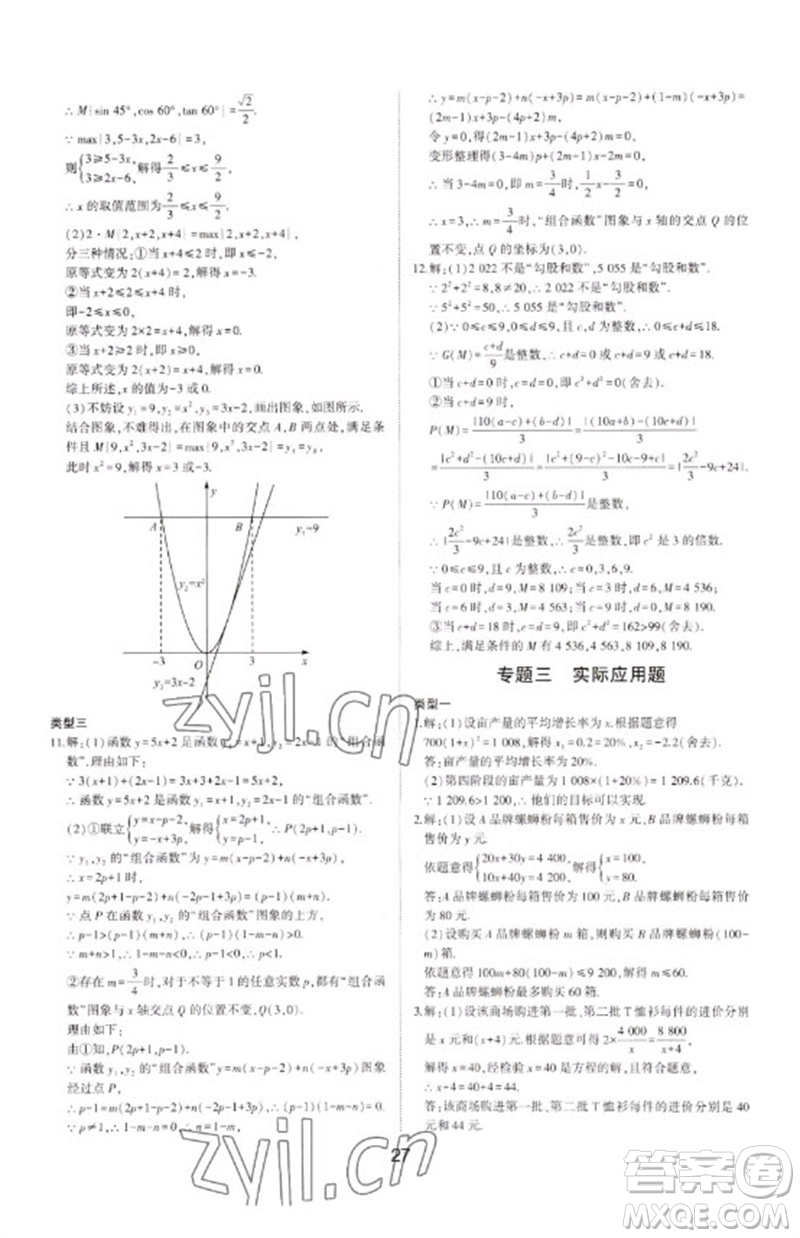 山東科學(xué)技術(shù)出版社2023初中總復(fù)習(xí)手冊(cè)九年級(jí)數(shù)學(xué)通用版參考答案