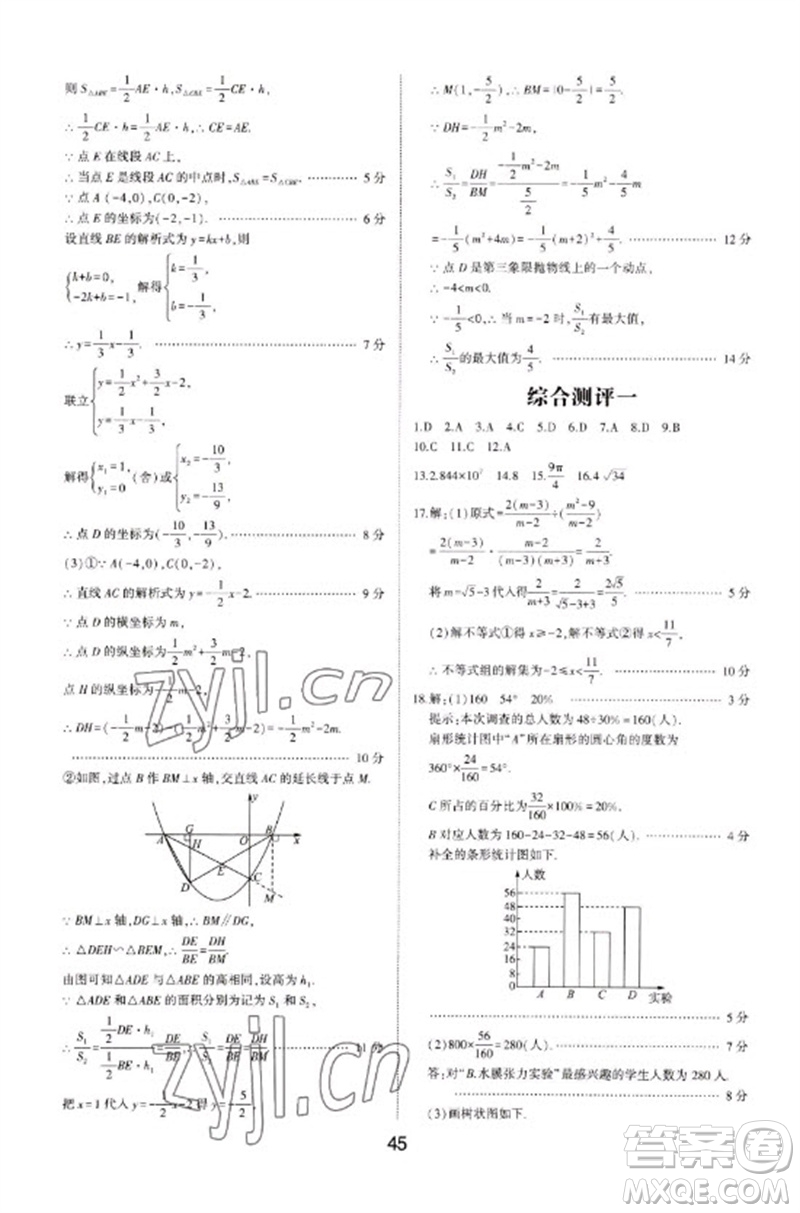 山東科學(xué)技術(shù)出版社2023初中總復(fù)習(xí)手冊(cè)九年級(jí)數(shù)學(xué)通用版參考答案