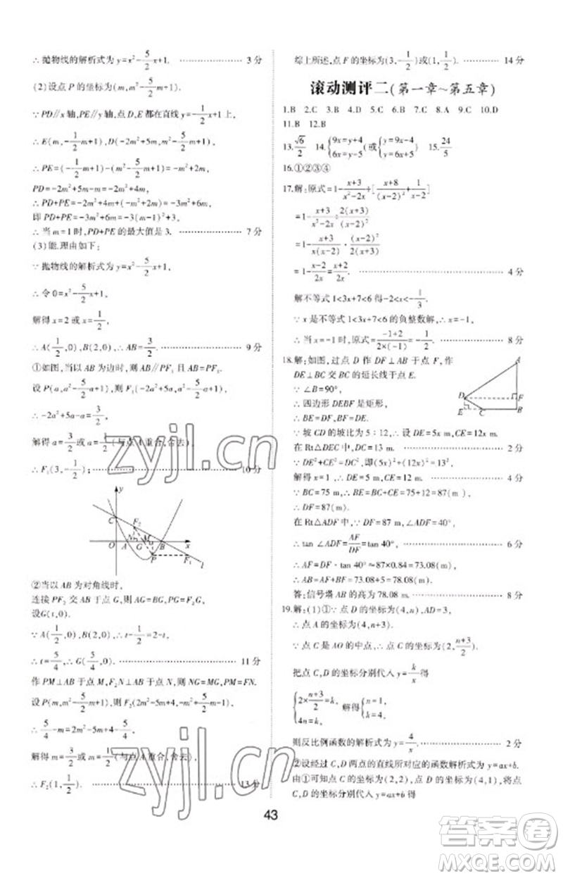 山東科學(xué)技術(shù)出版社2023初中總復(fù)習(xí)手冊(cè)九年級(jí)數(shù)學(xué)通用版參考答案