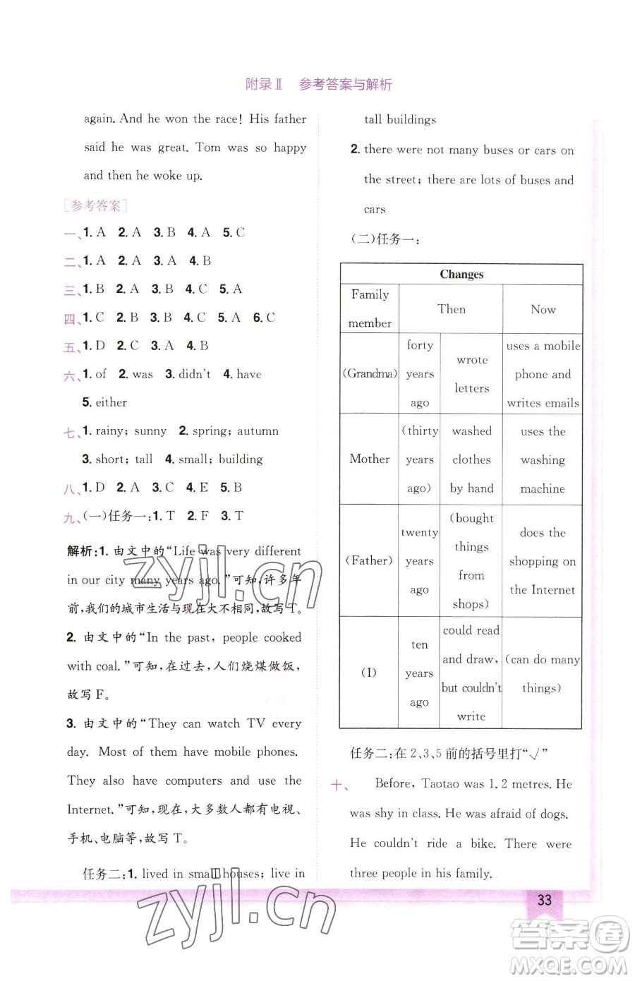 龍門(mén)書(shū)局2023黃岡小狀元作業(yè)本六年級(jí)下冊(cè)英語(yǔ)人教版參考答案