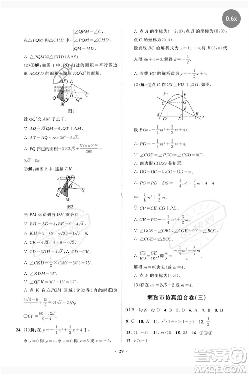 山東教育出版社2023初中總復(fù)習(xí)手冊(cè)分層專題卷九年級(jí)數(shù)學(xué)五四制通用版煙臺(tái)專版參考答案