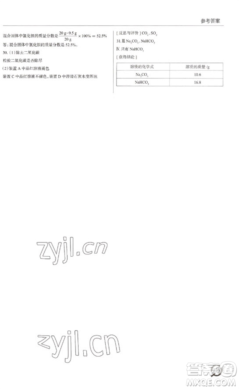 青島出版社2023初中總復(fù)習(xí)手冊九年級化學(xué)通用版參考答案