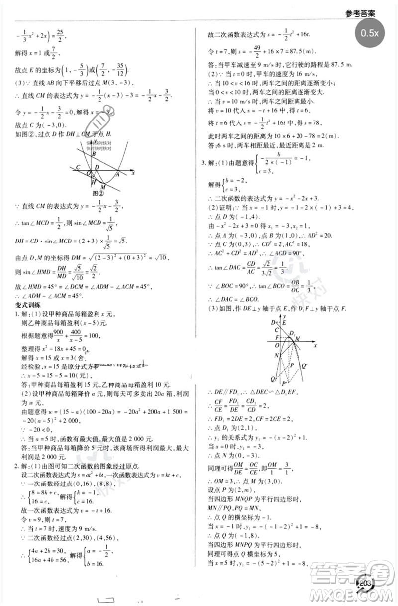 青島出版社2023初中總復(fù)習(xí)手冊九年級數(shù)學(xué)通用版參考答案