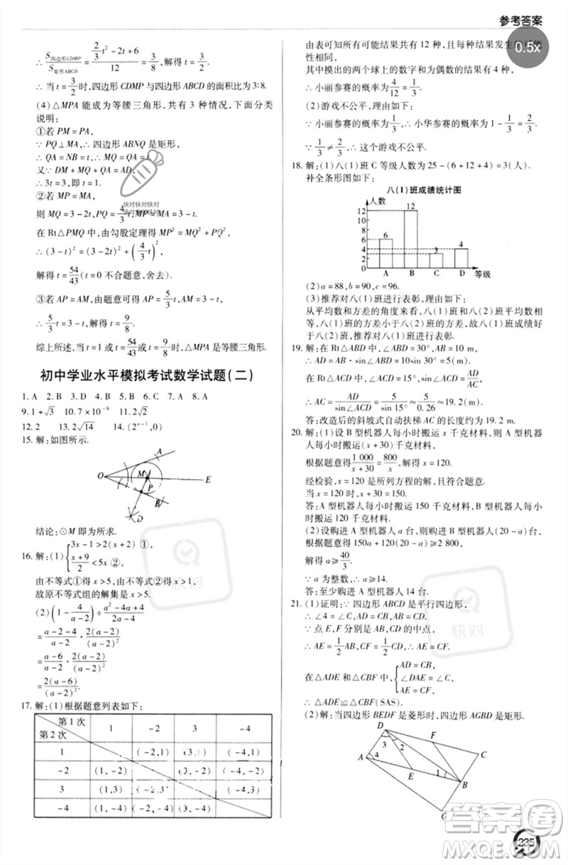 青島出版社2023初中總復(fù)習(xí)手冊九年級數(shù)學(xué)通用版參考答案