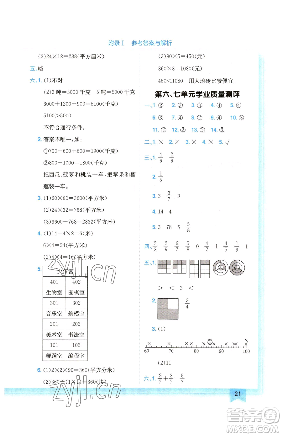 龍門書局2023黃岡小狀元作業(yè)本三年級下冊數學北師大版廣東專版參考答案