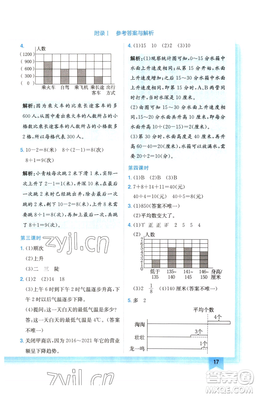 龍門書局2023黃岡小狀元作業(yè)本四年級下冊數(shù)學北師大版廣東專版參考答案