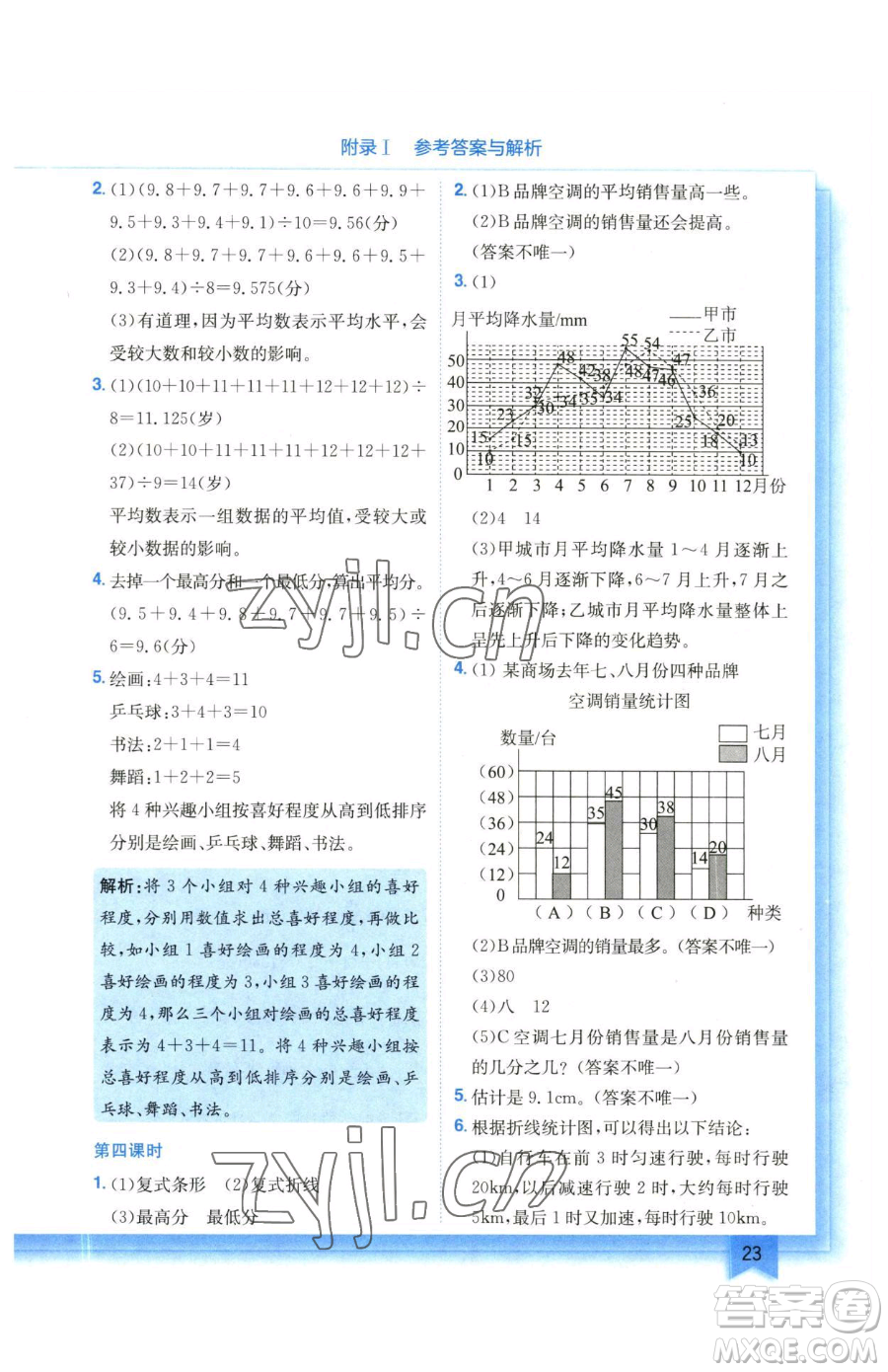 龍門書局2023黃岡小狀元作業(yè)本五年級下冊數(shù)學北師大版參考答案