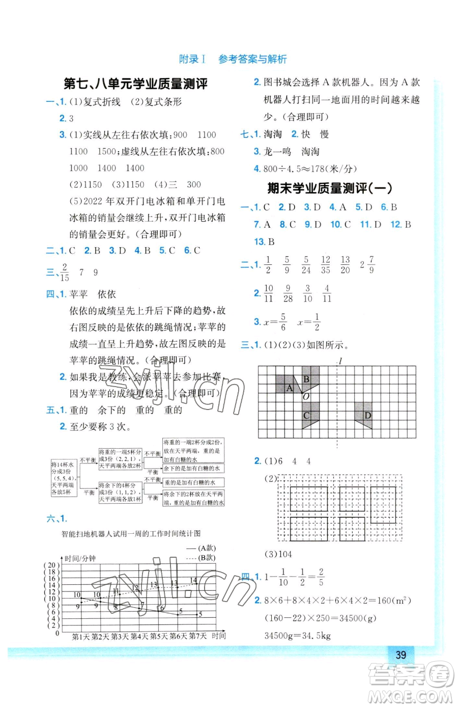 龍門書局2023黃岡小狀元作業(yè)本五年級下冊數(shù)學(xué)人教版參考答案