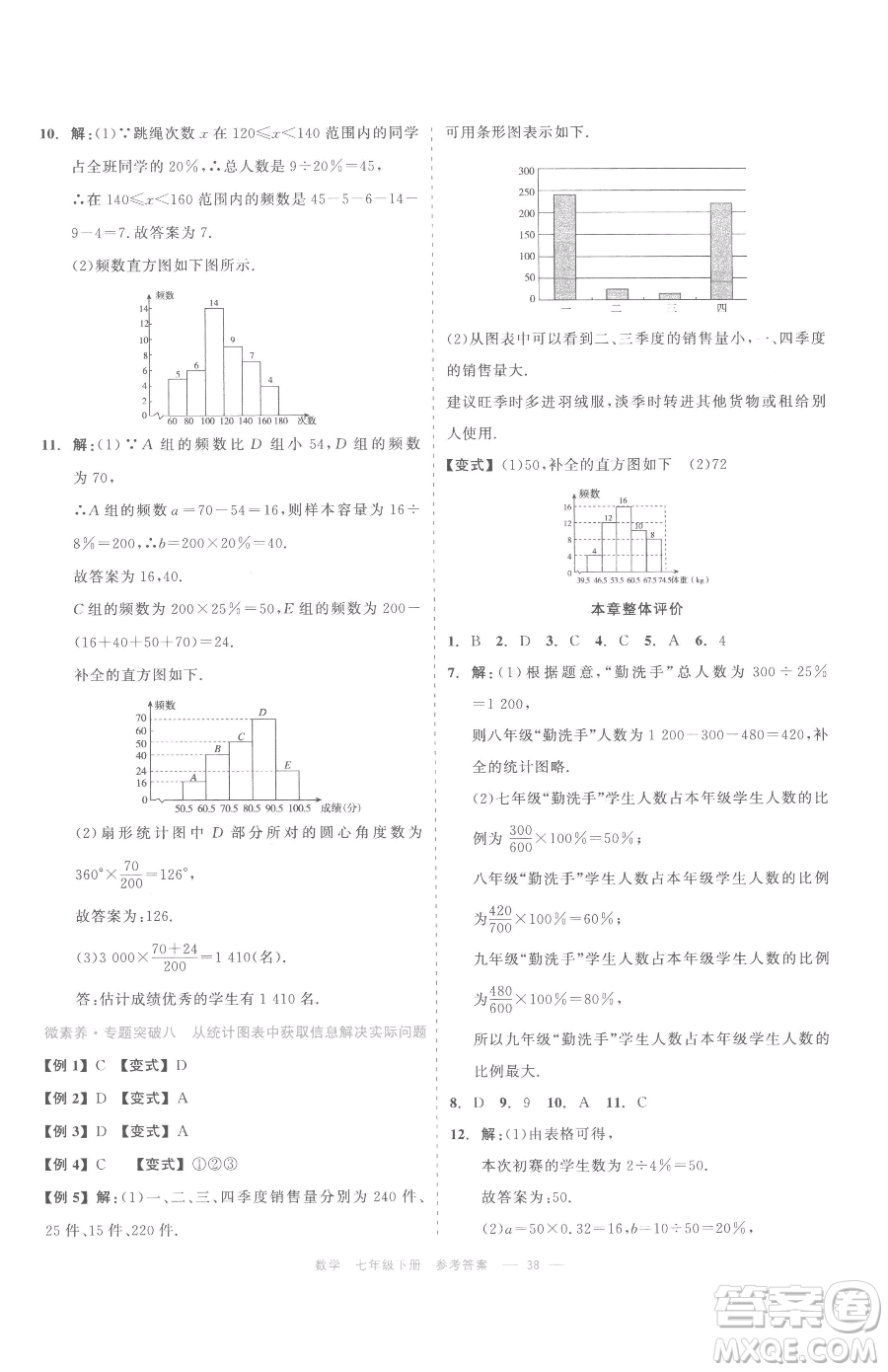 浙江工商大學(xué)出版社2023精彩練習(xí)就練這一本七年級下冊數(shù)學(xué)浙教版評議教輔參考答案