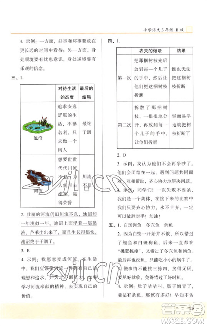 湖南師范大學(xué)出版社2023木頭馬閱讀力測評三年級(jí)語文人教版B版參考答案