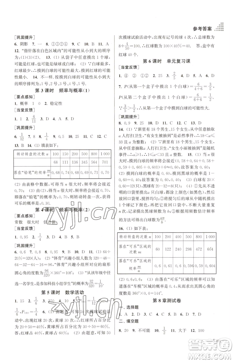 江蘇鳳凰美術出版社2023創(chuàng)新課時作業(yè)本八年級下冊數(shù)學江蘇版參考答案