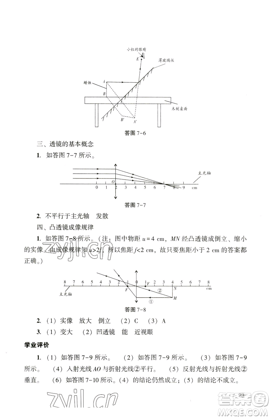 廣州出版社2023陽光學業(yè)評價九年級下冊物理人教版參考答案