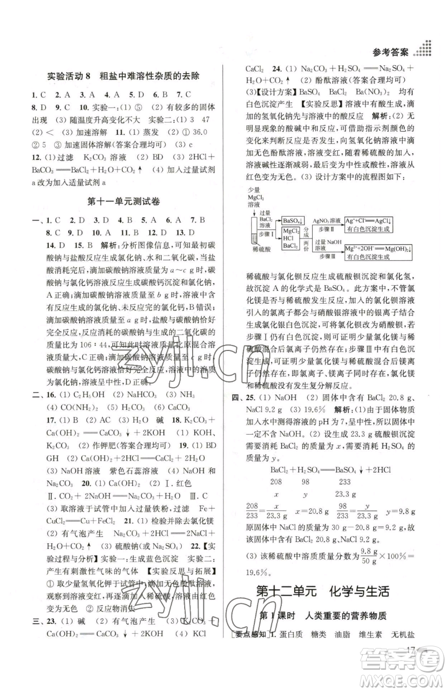 江蘇鳳凰美術(shù)出版社2023創(chuàng)新課時作業(yè)本九年級下冊化學(xué)全國版參考答案