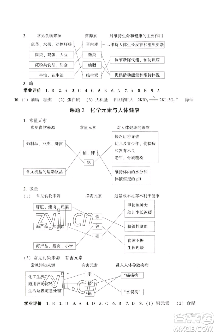 廣州出版社2023陽光學(xué)業(yè)評(píng)價(jià)九年級(jí)下冊(cè)化學(xué)人教版參考答案