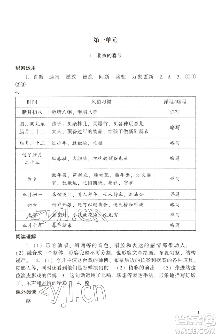 廣州出版社2023陽(yáng)光學(xué)業(yè)評(píng)價(jià)六年級(jí)下冊(cè)語(yǔ)文人教版參考答案