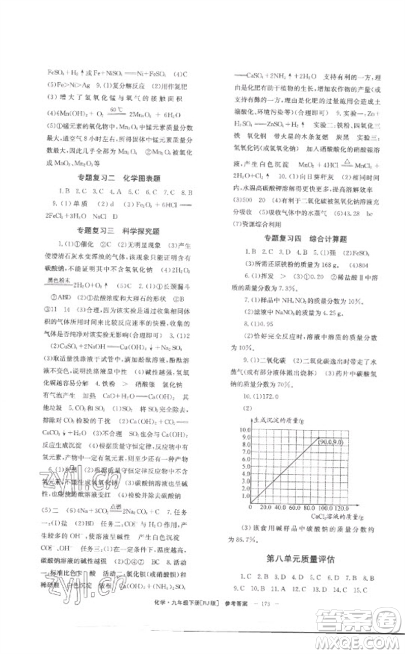 湖南教育出版社2023全效學(xué)習(xí)同步學(xué)練測九年級化學(xué)下冊人教版參考答案