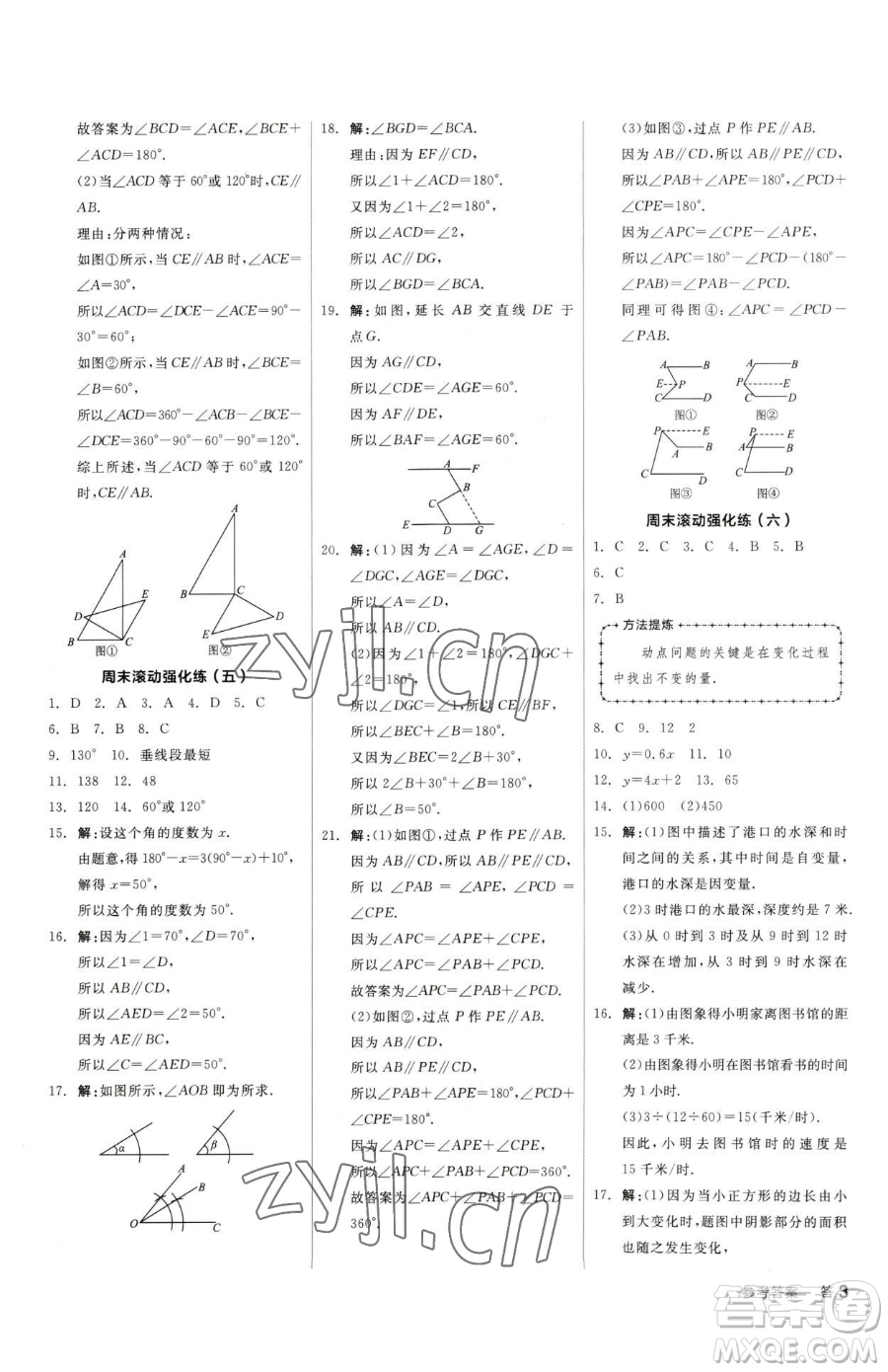 陽光出版社2023全品小復(fù)習(xí)七年級下冊數(shù)學(xué)北師大版參考答案