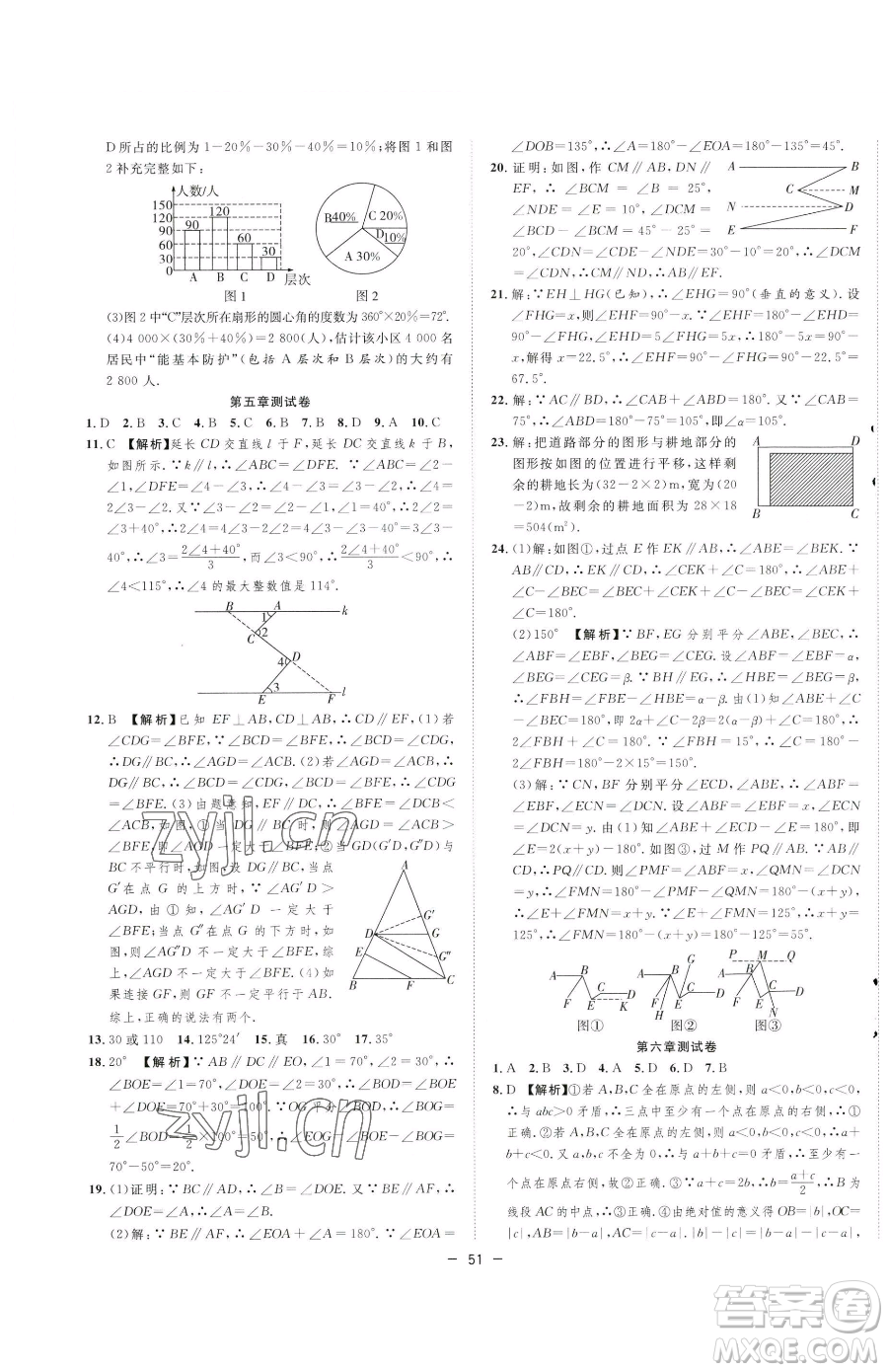 合肥工業(yè)大學出版社2023全頻道課時作業(yè)七年級下冊數(shù)學人教版參考答案