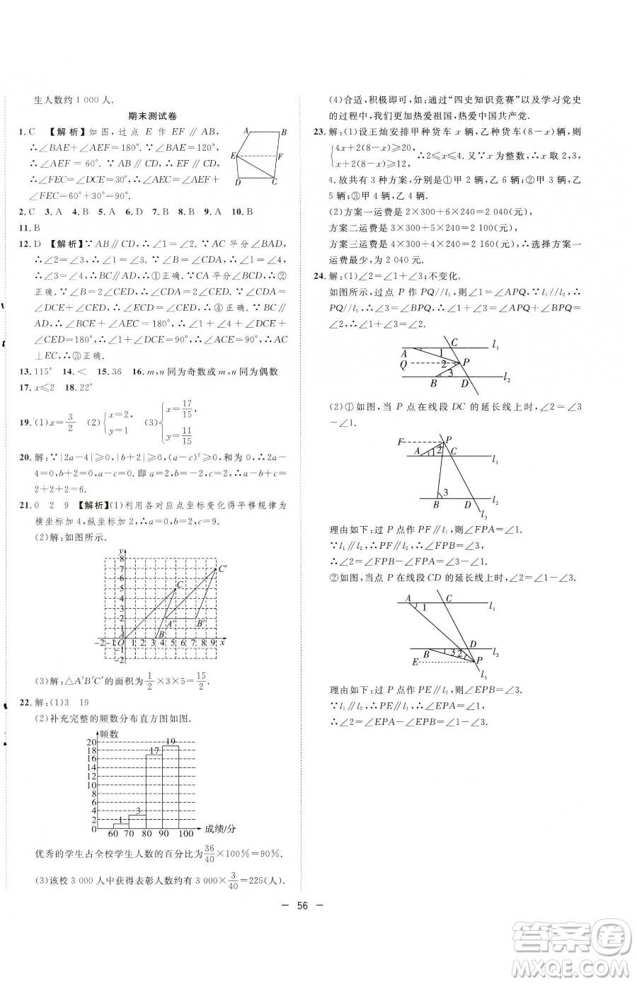 合肥工業(yè)大學出版社2023全頻道課時作業(yè)七年級下冊數(shù)學人教版參考答案