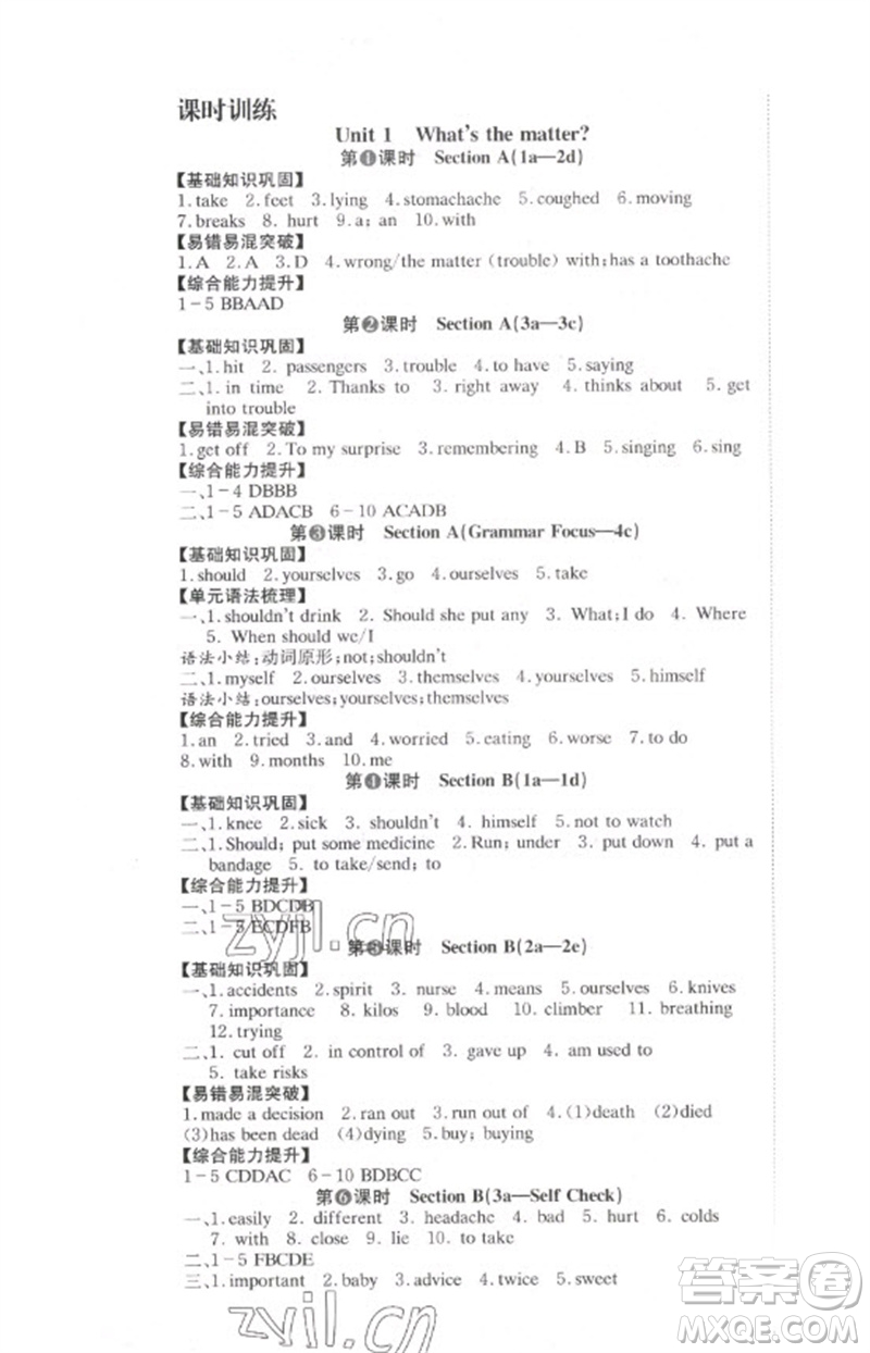 北京時(shí)代華文書局2023全效學(xué)習(xí)學(xué)業(yè)評(píng)價(jià)方案八年級(jí)英語下冊(cè)人教版參考答案