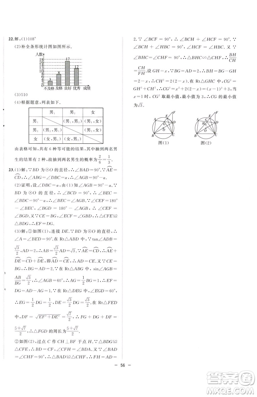 合肥工業(yè)大學出版社2023全頻道課時作業(yè)九年級下冊數(shù)學滬科版參考答案