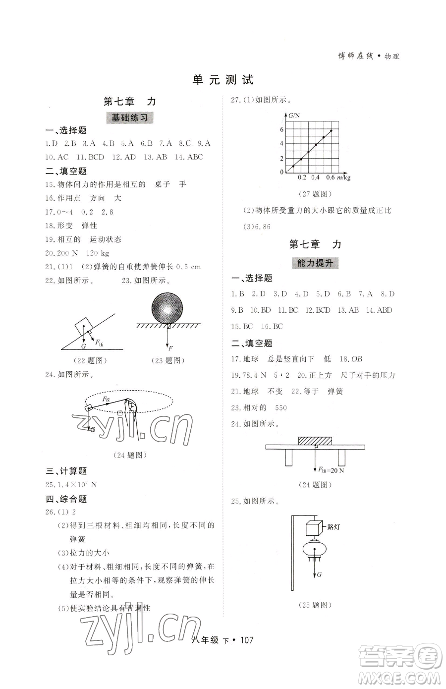 沈陽(yáng)出版社2023博師在線八年級(jí)下冊(cè)物理人教版大連專版參考答案