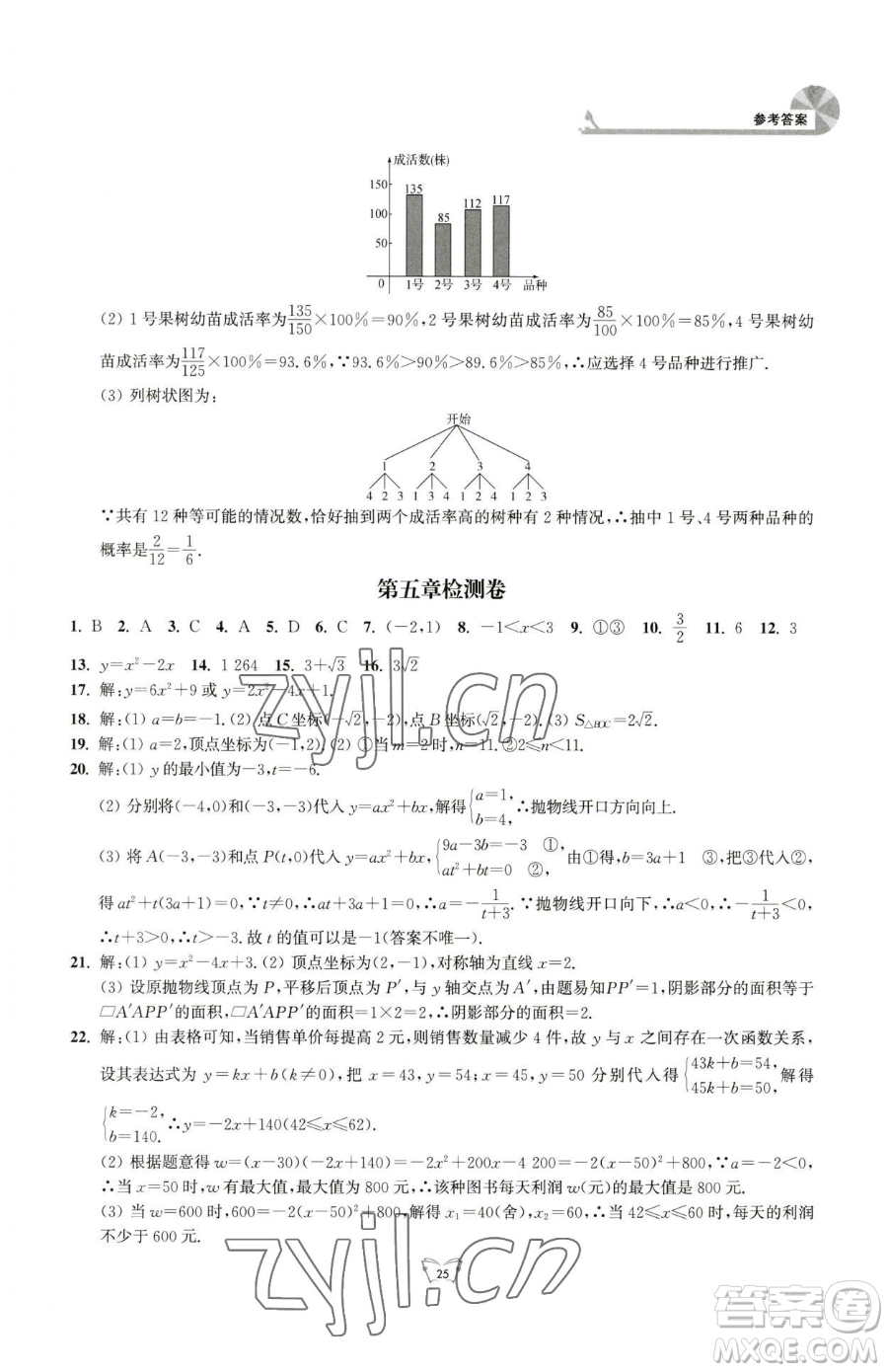 江蘇人民出版社2023創(chuàng)新課時(shí)作業(yè)本九年級(jí)下冊(cè)數(shù)學(xué)蘇科版參考答案