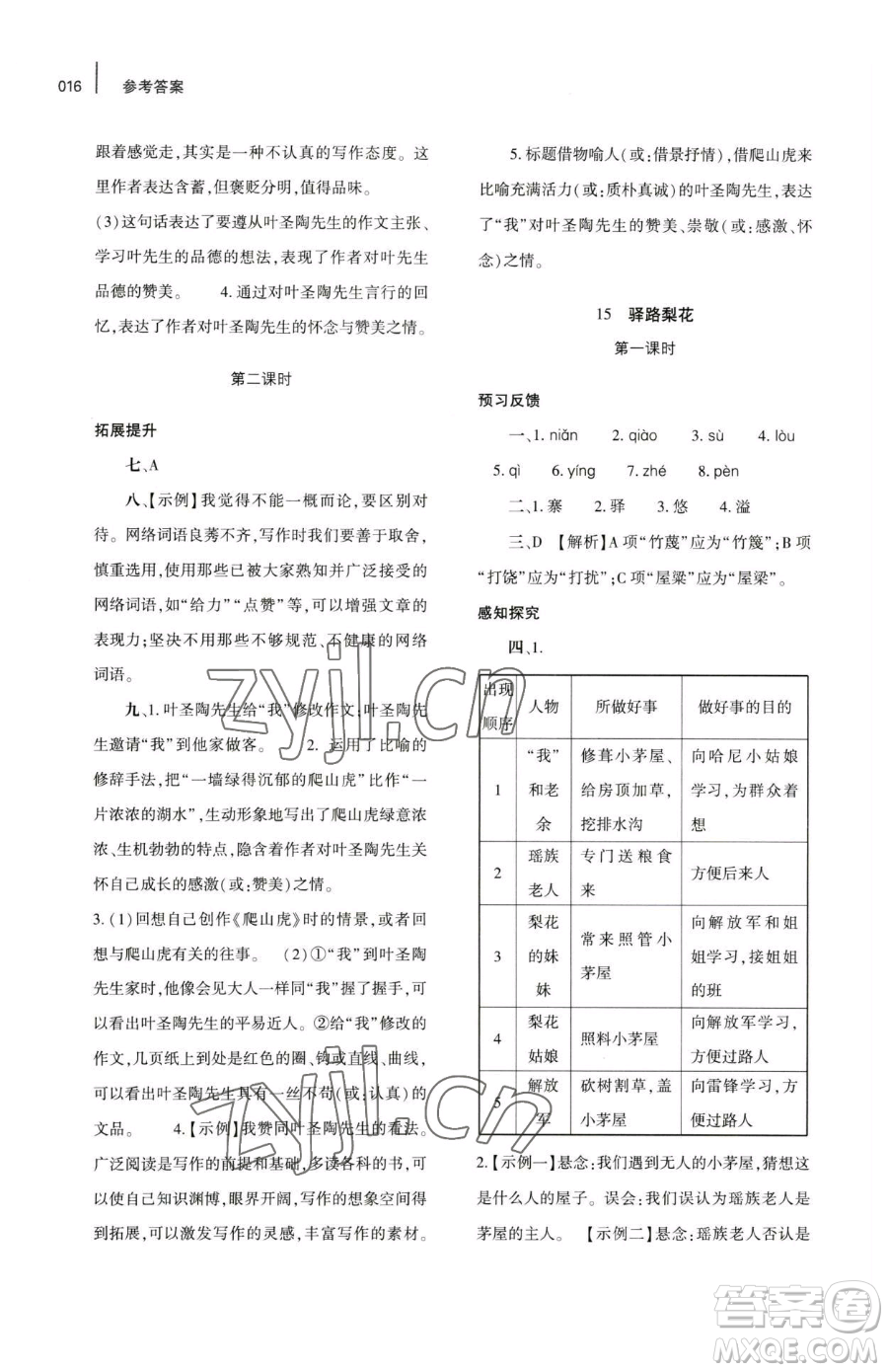 大象出版社2023基礎(chǔ)訓(xùn)練七年級(jí)下冊(cè)語(yǔ)文人教版參考答案