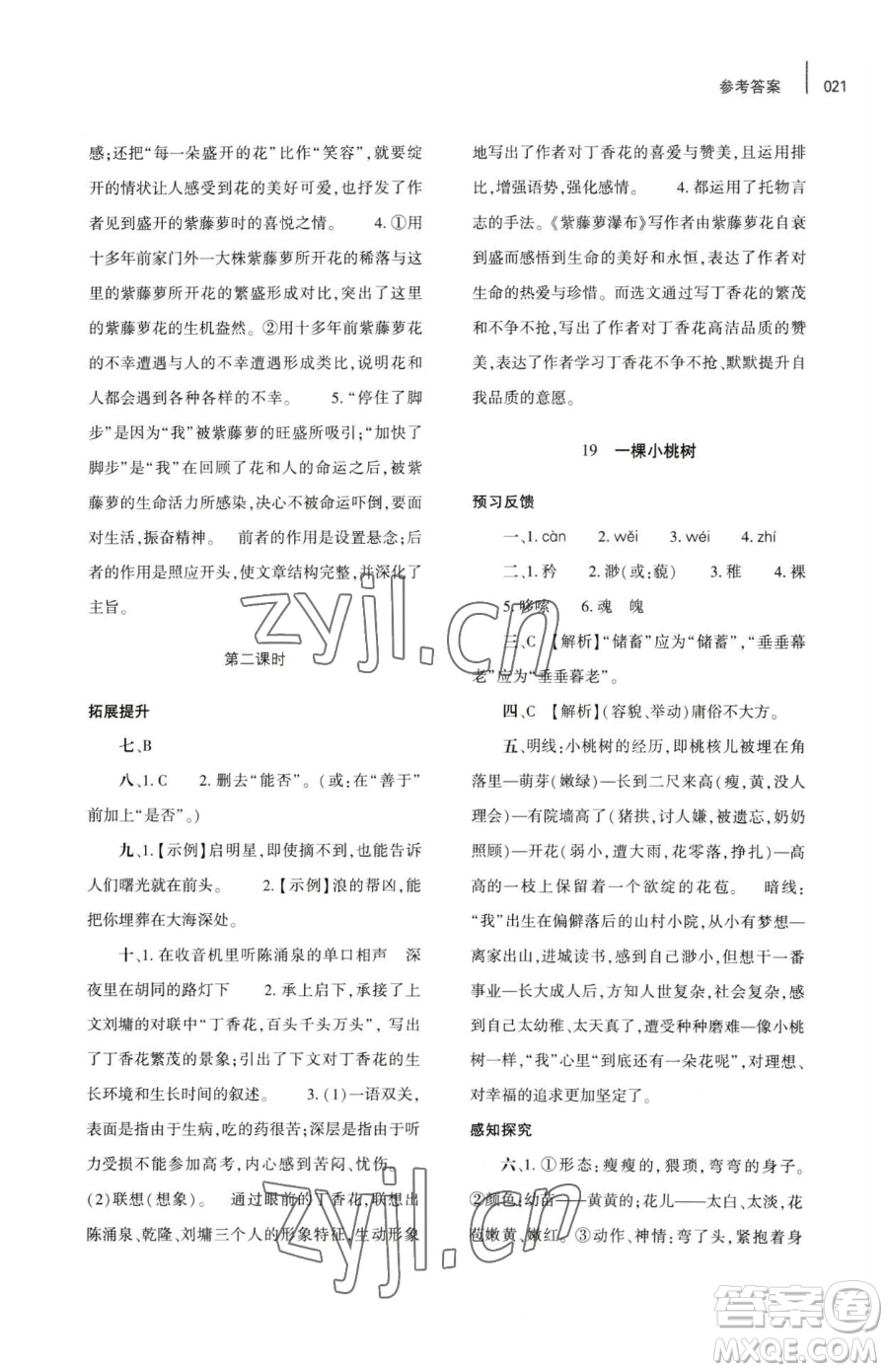 大象出版社2023基礎(chǔ)訓(xùn)練七年級(jí)下冊(cè)語(yǔ)文人教版參考答案