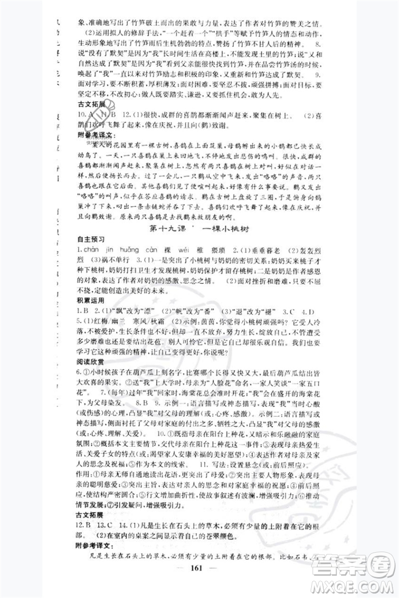 四川大學(xué)出版社2023名校課堂內(nèi)外七年級語文下冊人教版青島專版參考答案