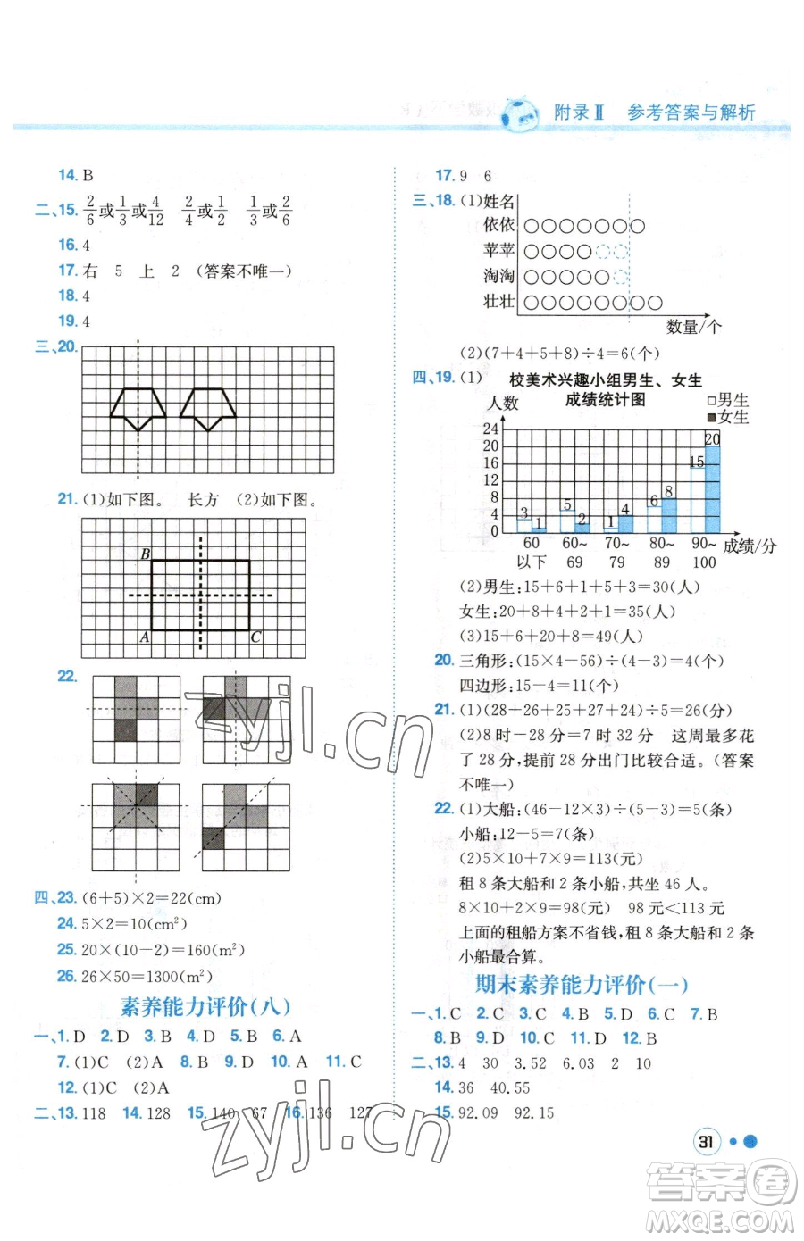 龍門書局2023黃岡小狀元練重點培優(yōu)同步作業(yè)四年級下冊數(shù)學(xué)人教版參考答案