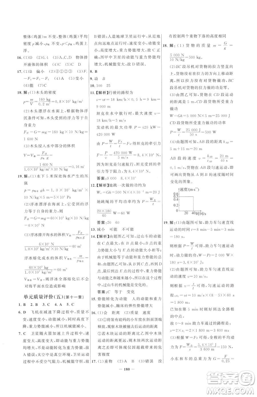 河北少年兒童出版社2023世紀(jì)金榜金榜學(xué)案八年級下冊物理人教版參考答案