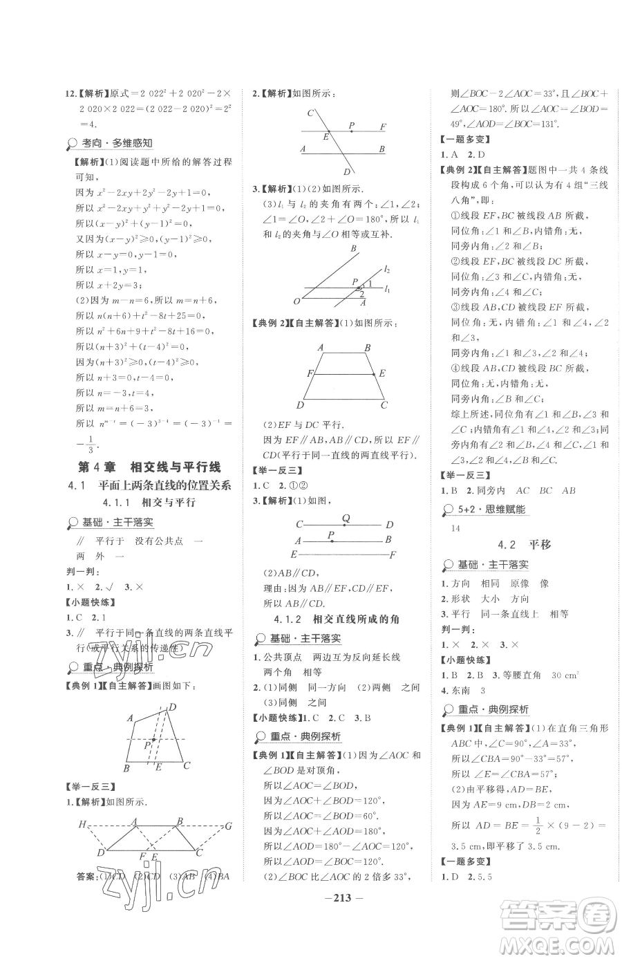 河北少年兒童出版社2023世紀(jì)金榜金榜學(xué)案七年級(jí)下冊(cè)數(shù)學(xué)湘教版參考答案