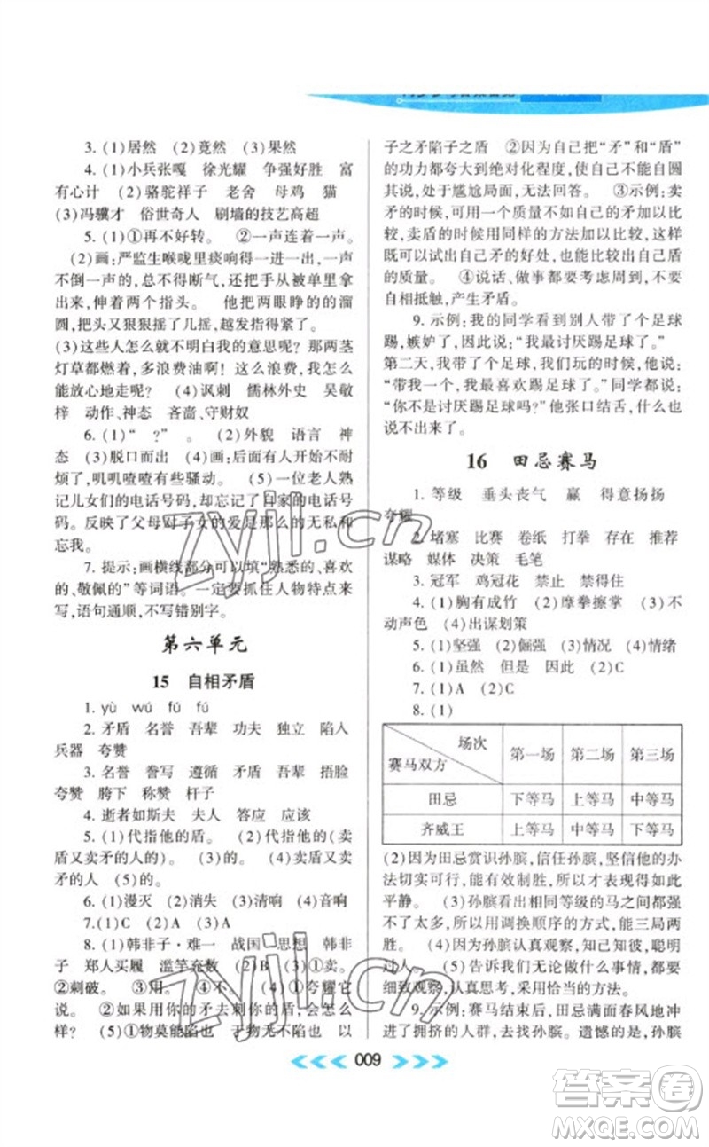 黃山書社2023自主學(xué)習(xí)當(dāng)堂反饋課時作業(yè)本五年級語文下冊人教版參考答案