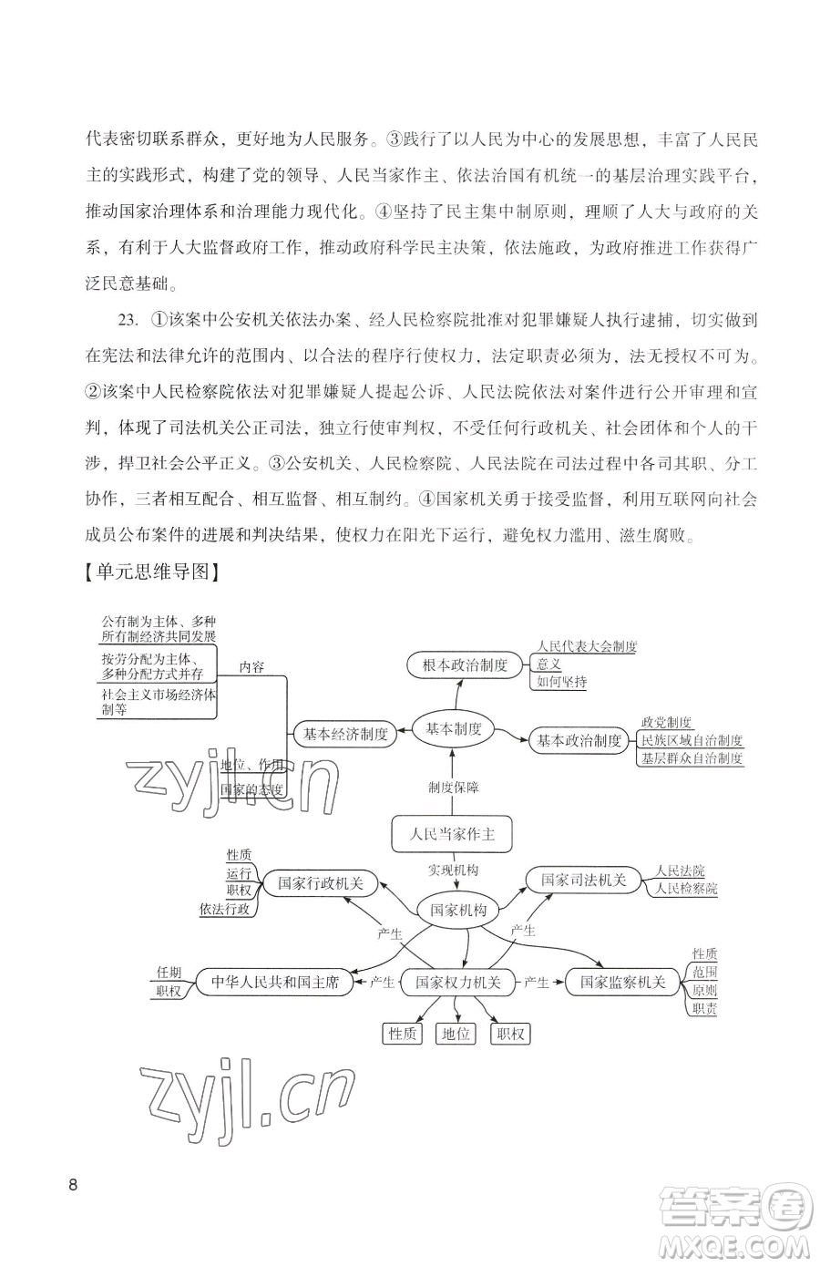 廣州出版社2023陽光學(xué)業(yè)評價八年級下冊道德與法治人教版參考答案