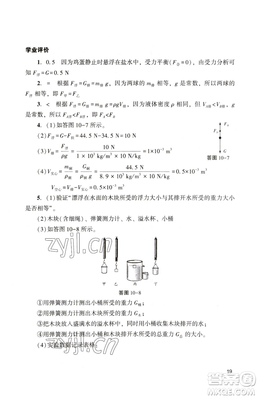 廣州出版社2023陽光學(xué)業(yè)評(píng)價(jià)八年級(jí)下冊(cè)物理人教版參考答案